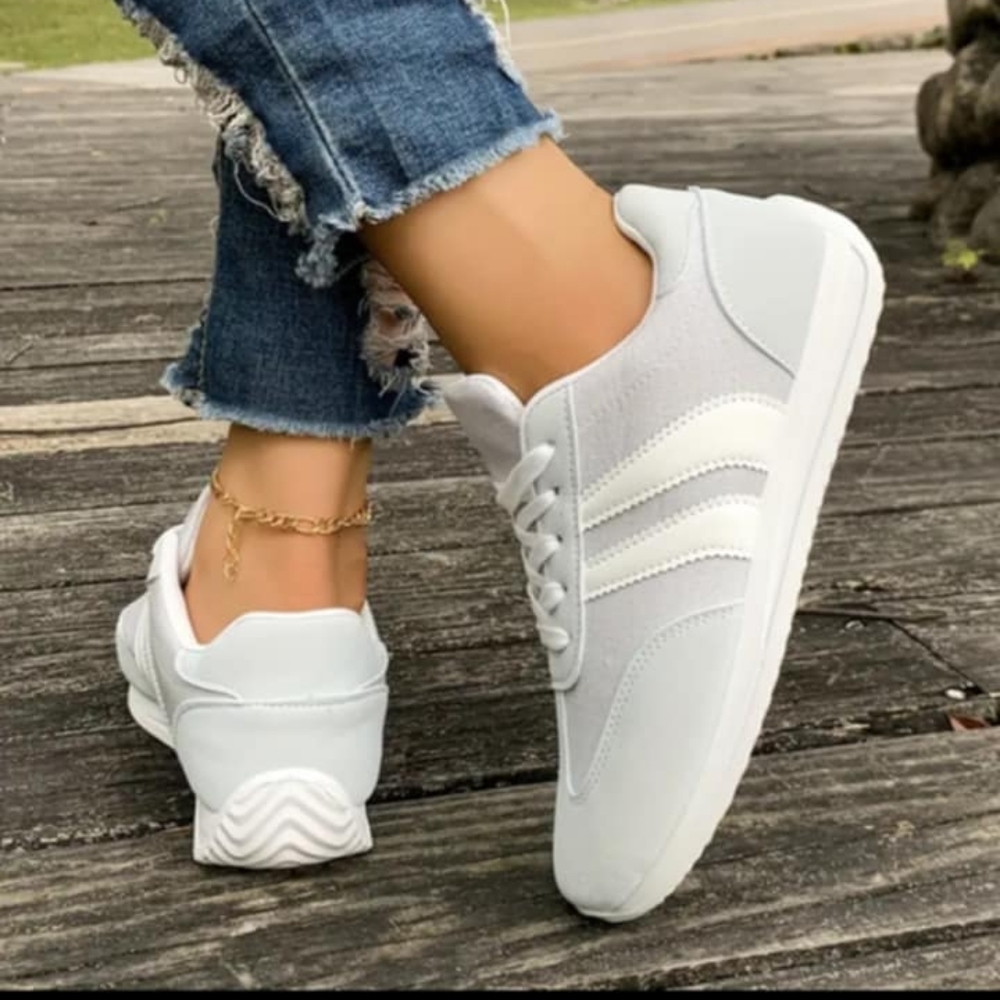 Kids Gray White Sneakers 36 New